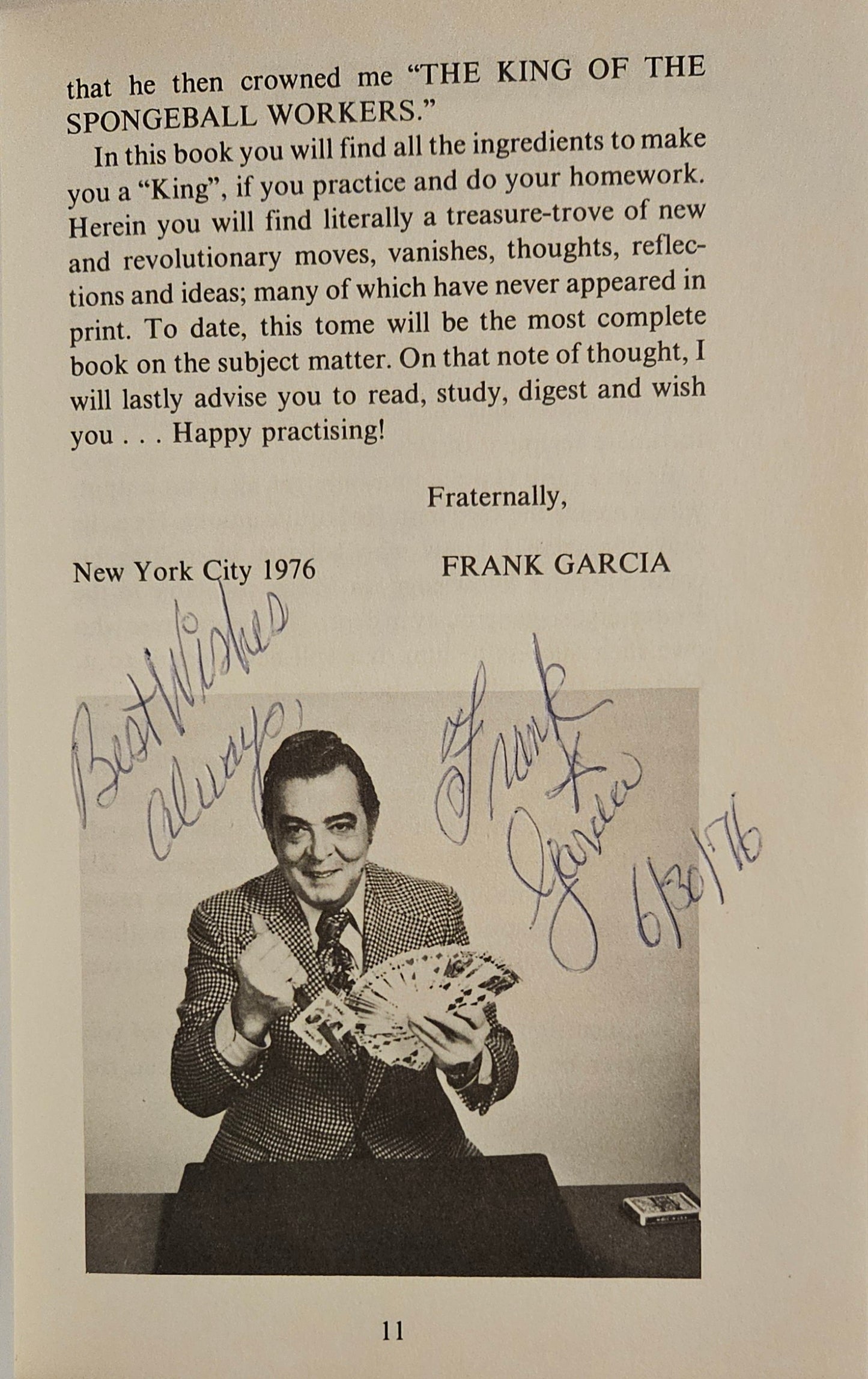 AUTOGRAPHED COPY OF The Encyclopedia of Sponge Ball Magic By Frank Garcia